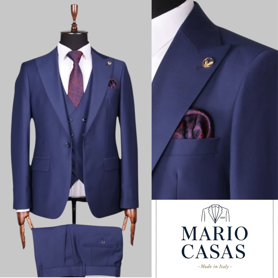 Vibrant Blue Tailored Three-Piece Suit.