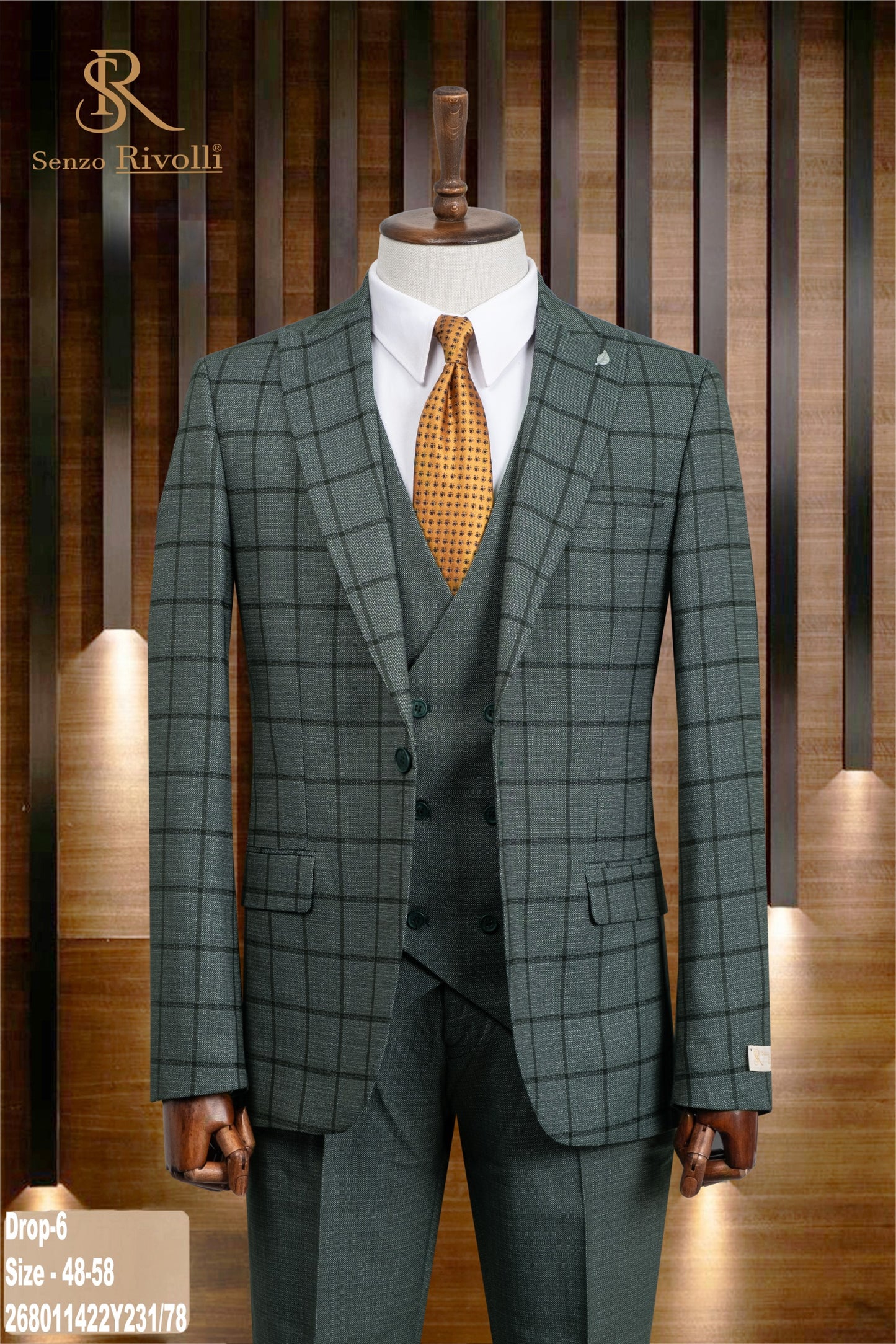 Green Checked Three-Piece Suit.