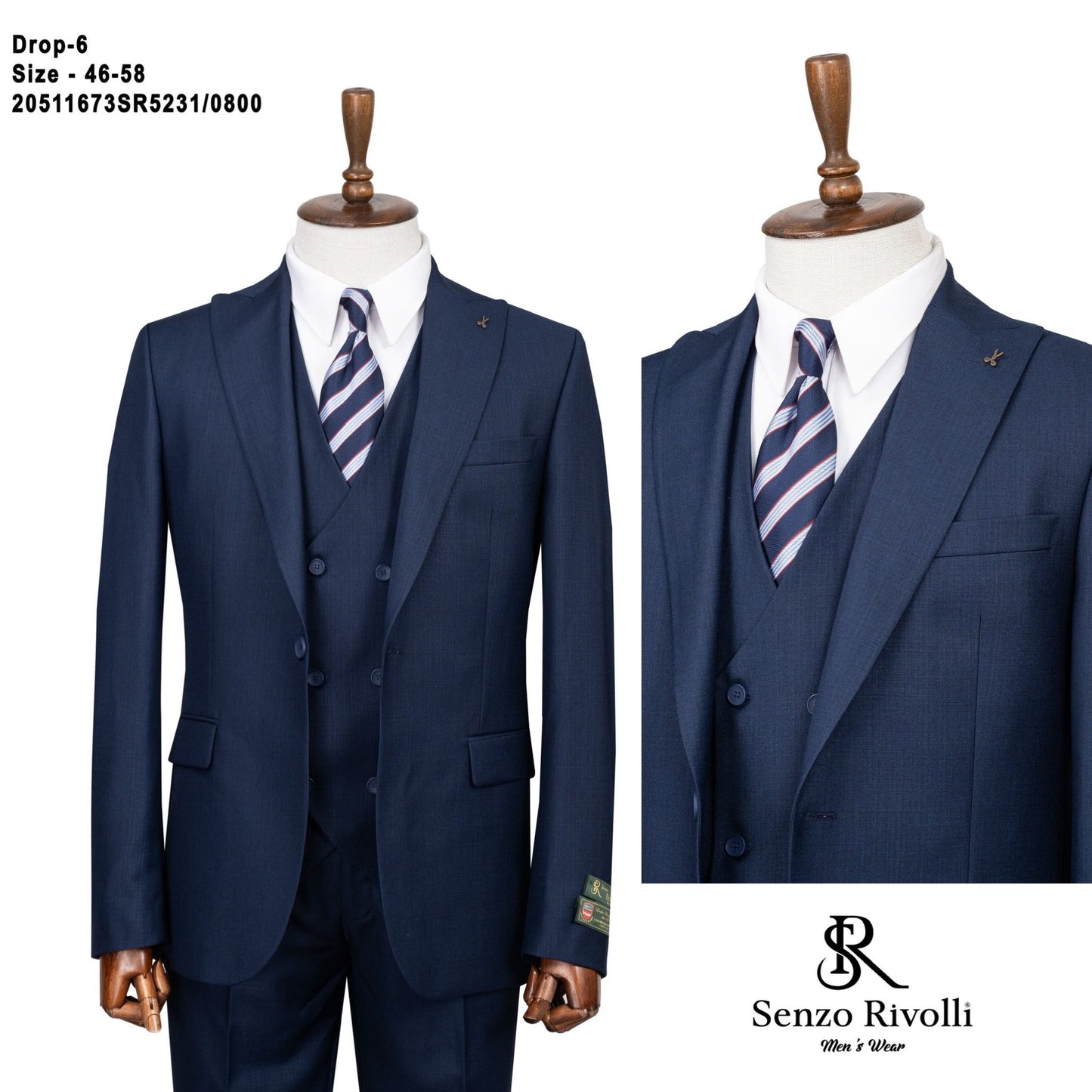 Navy Blue Three-Piece Suit.