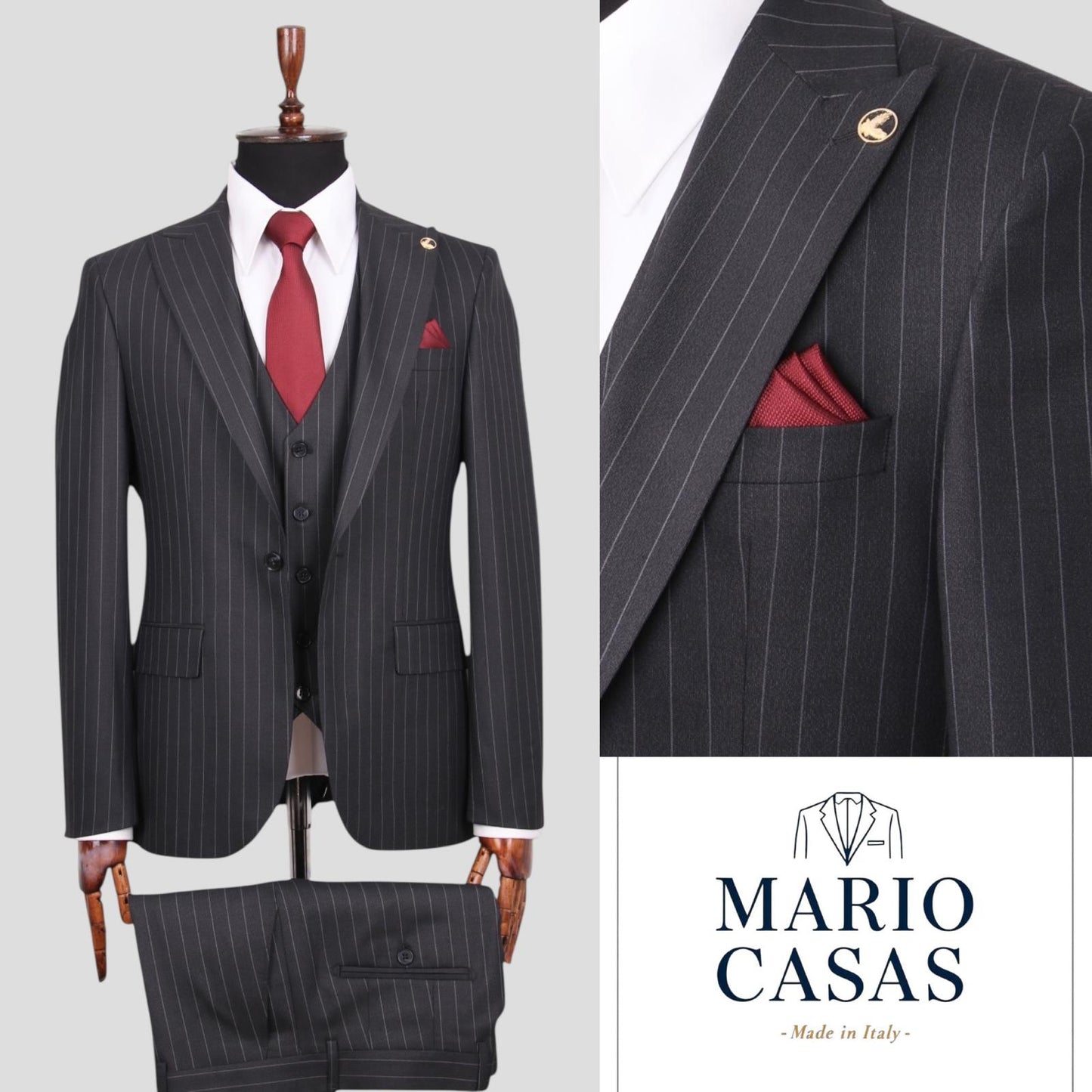 Pin Stripe Three-Piece Suit.