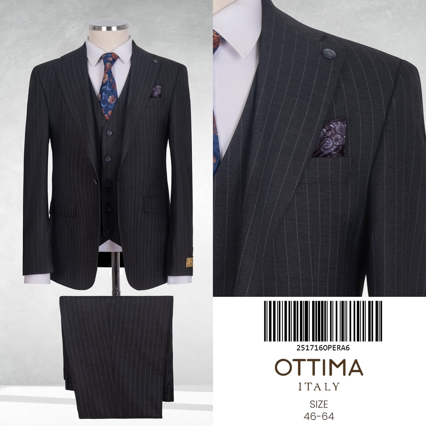 Pin Stripe Three-Piece Suit.