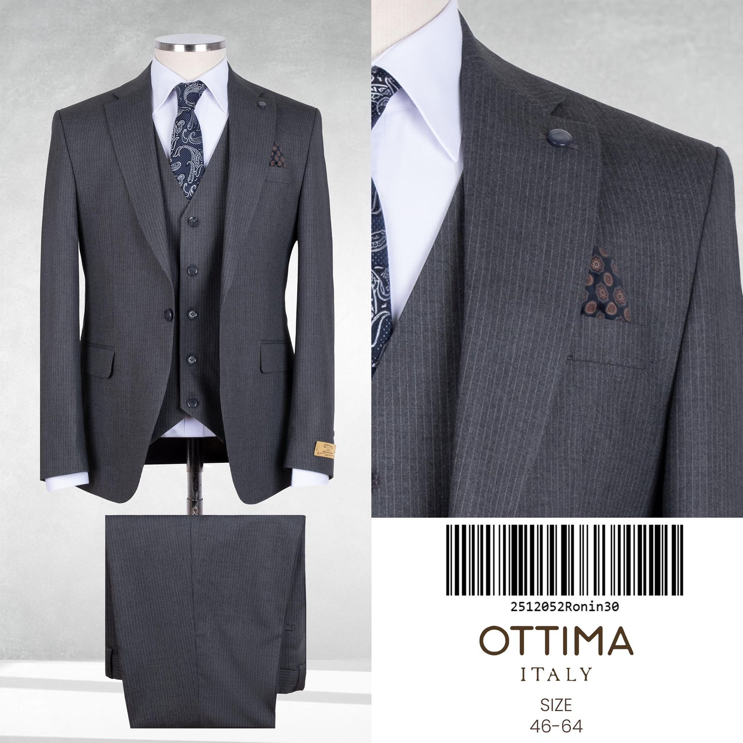 Pin Stripe Double Breasted Two Piece Suit.