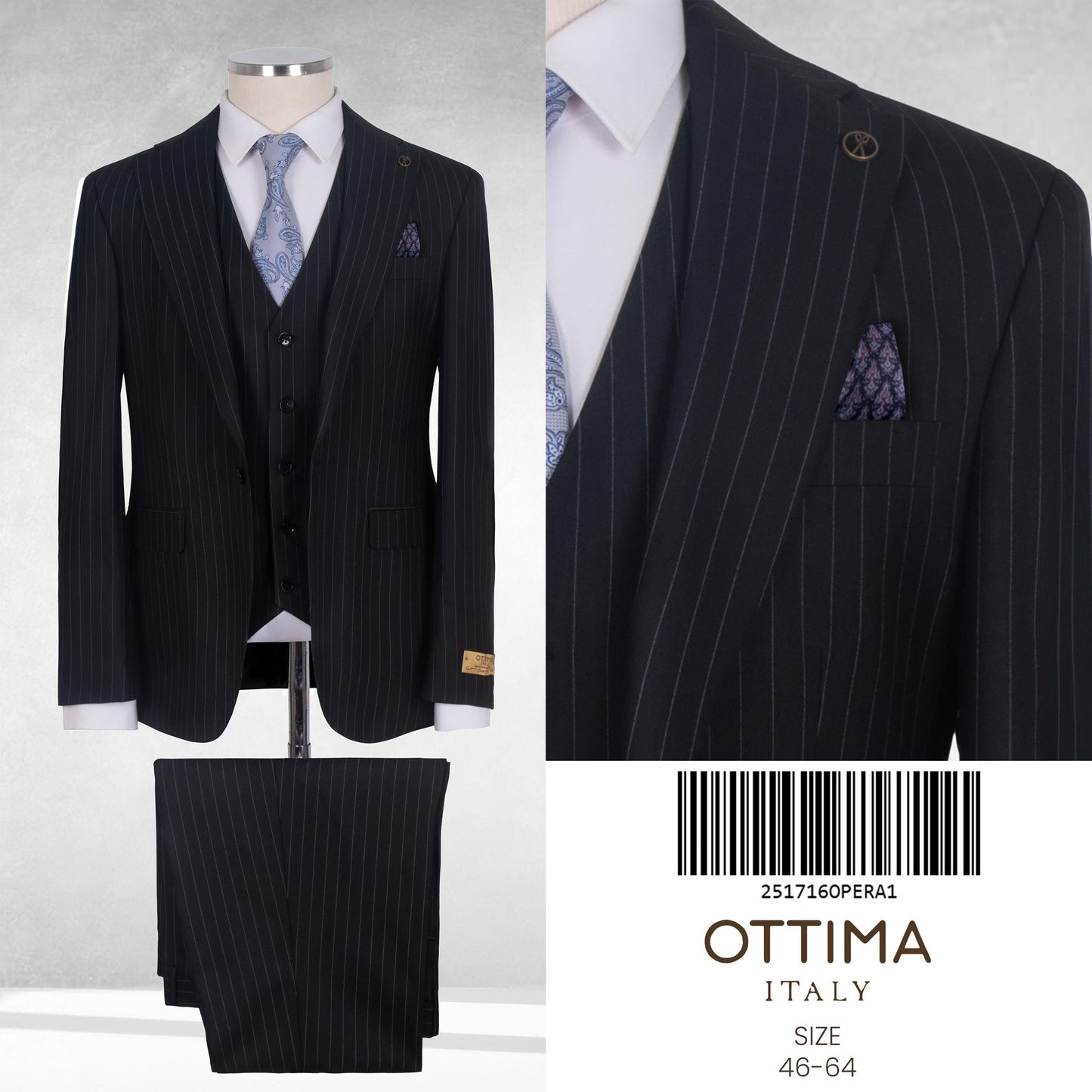 Pin Stripe Three-Piece Suit.