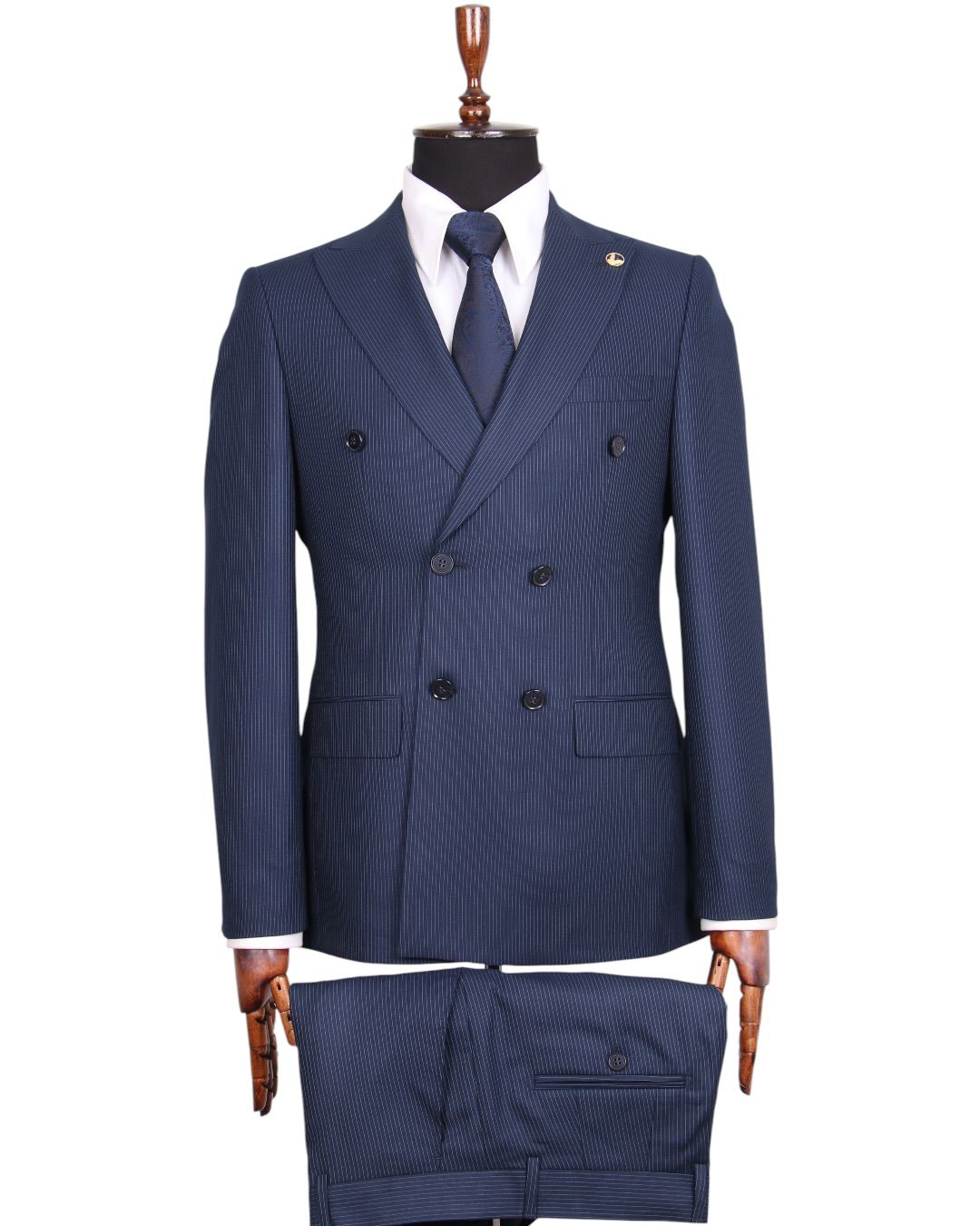 Pin Stripe Double Breasted Two Piece Suit.