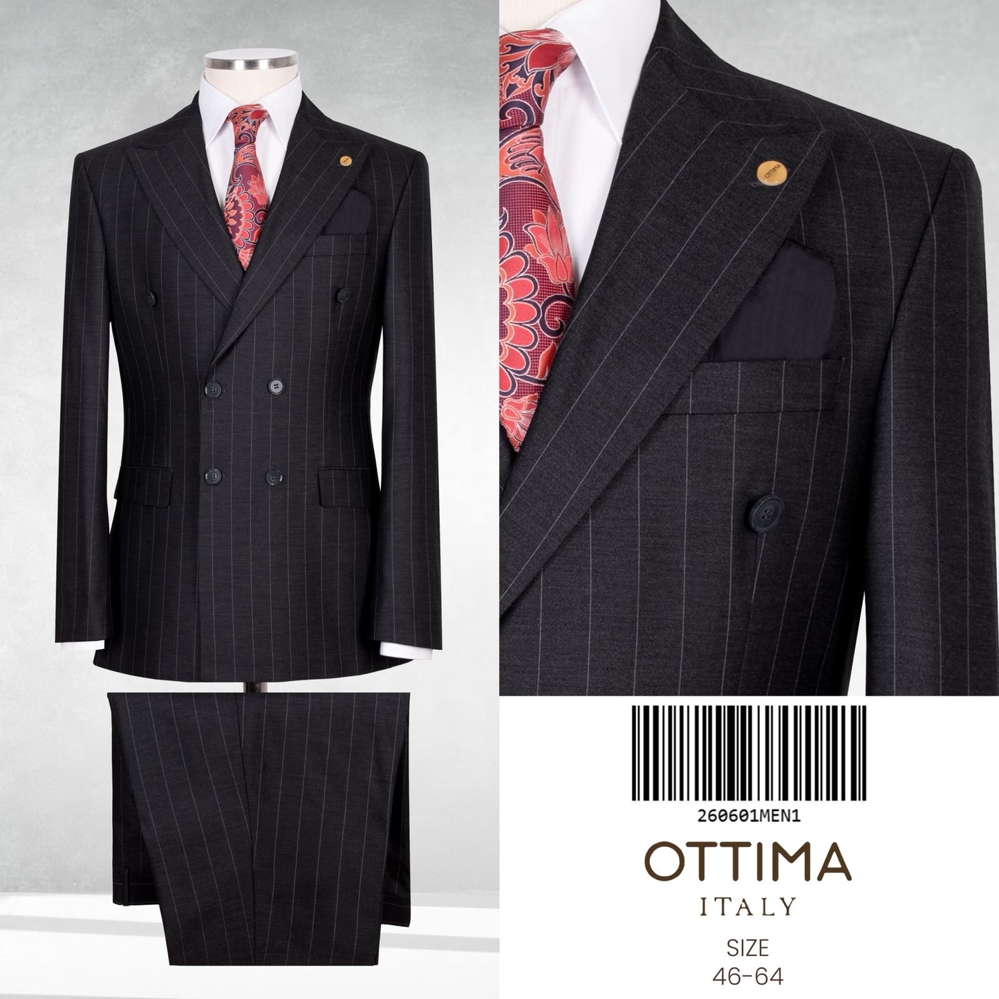 Pin Stripe Double Breasted Two Piece Suit.