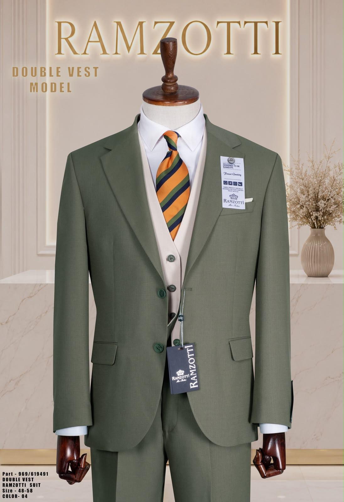 Two Button Two Tone Three-Piece Suit.