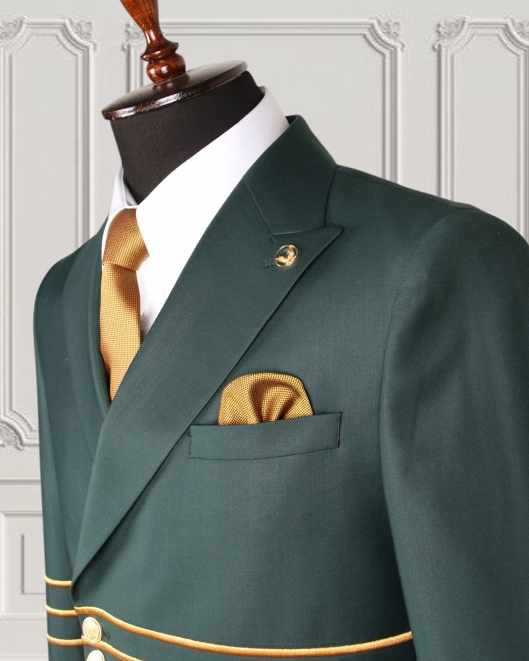 Green & Gold Stripe Double Breasted Two Piece Suit.