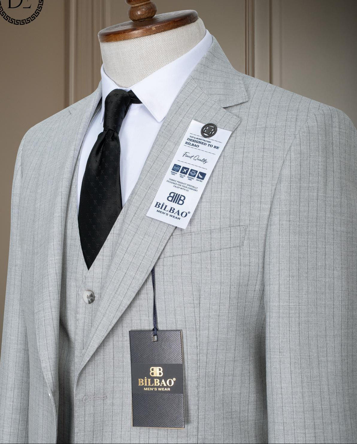 Pin Stripe Three-Piece Suit.