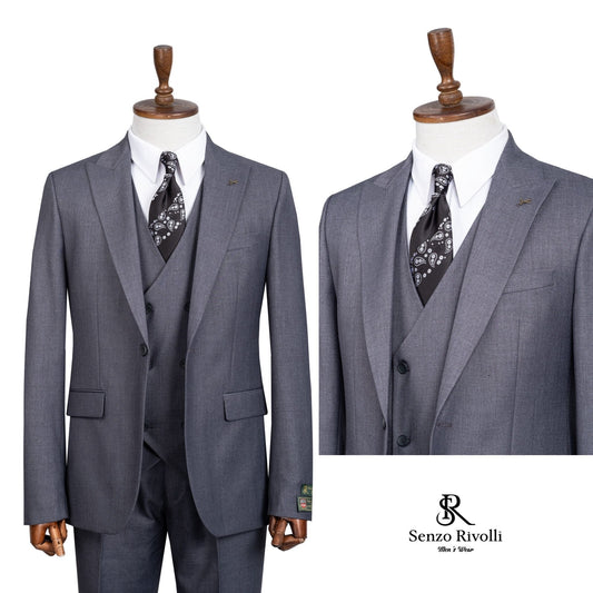 Sophisticated  Steel Gray Three- Piece Suit