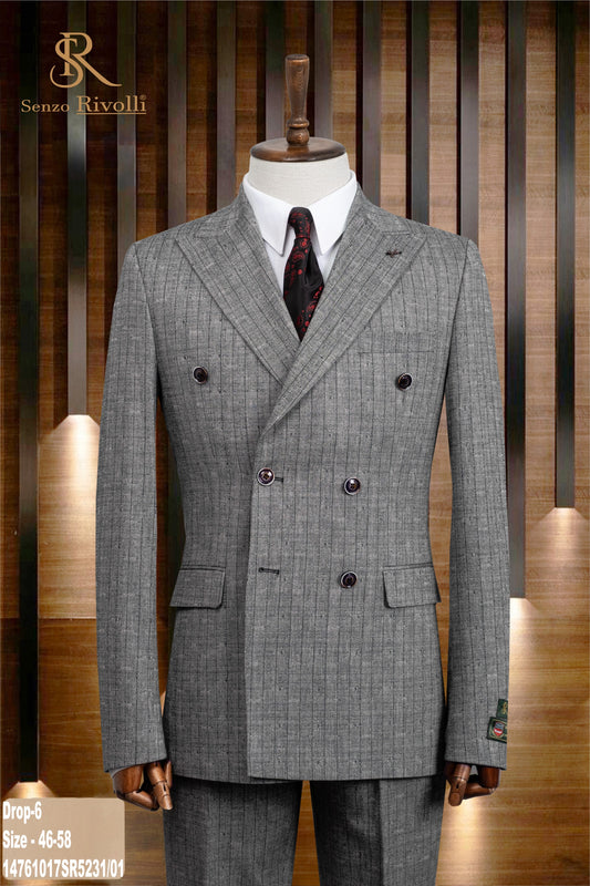 Gray Pin-Stripe Double Breasted Two-Piece Suit
