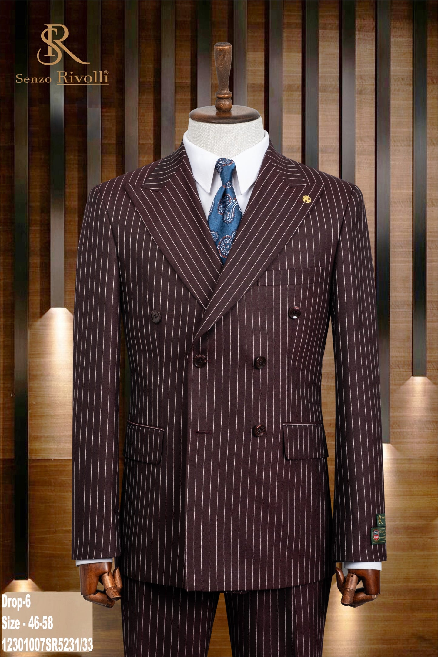 Burgundy Pin-Stripe Double Breasted Two-Piece Suit