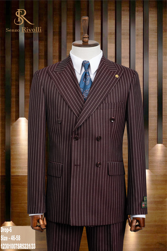 Burgundy Pin-Stripe Double Breasted Two-Piece Suit