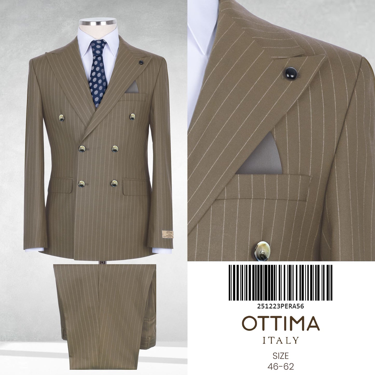 Pinstripe Double  Breasted Two-Piece Suit.