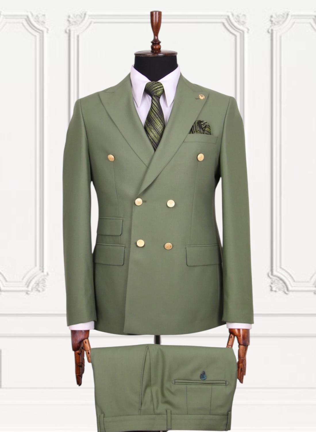 Wine Double  Breasted Two-Piece Suit.
