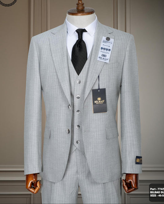 Pin Stripe Three-Piece Suit.