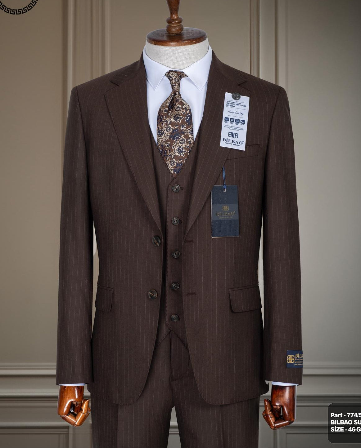 Pin Stripe Three-Piece Suit.