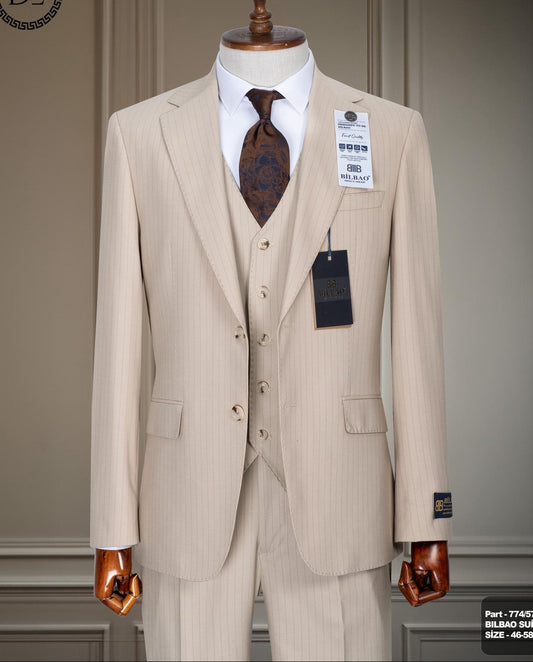 Pin Stripe Three-Piece Suit.