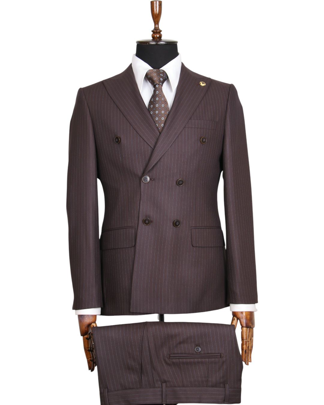 Pin Stripe Double Breasted Two Piece Suit.