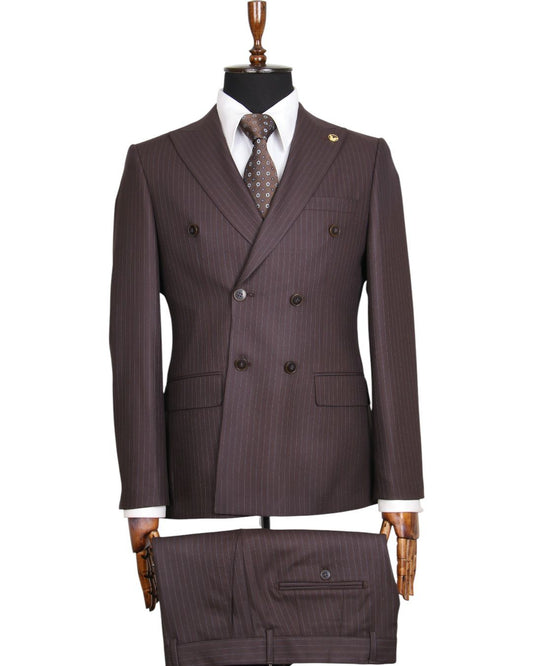 Pin Stripe Double Breasted Two Piece Suit.