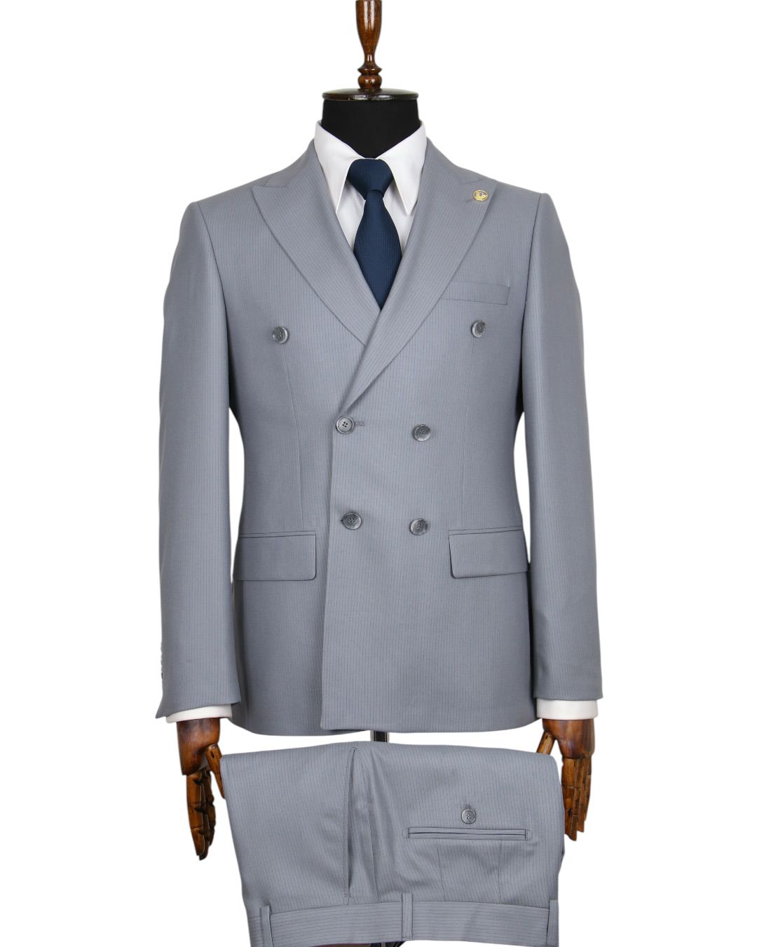 Pin Stripe Double Breasted Two Piece Suit.