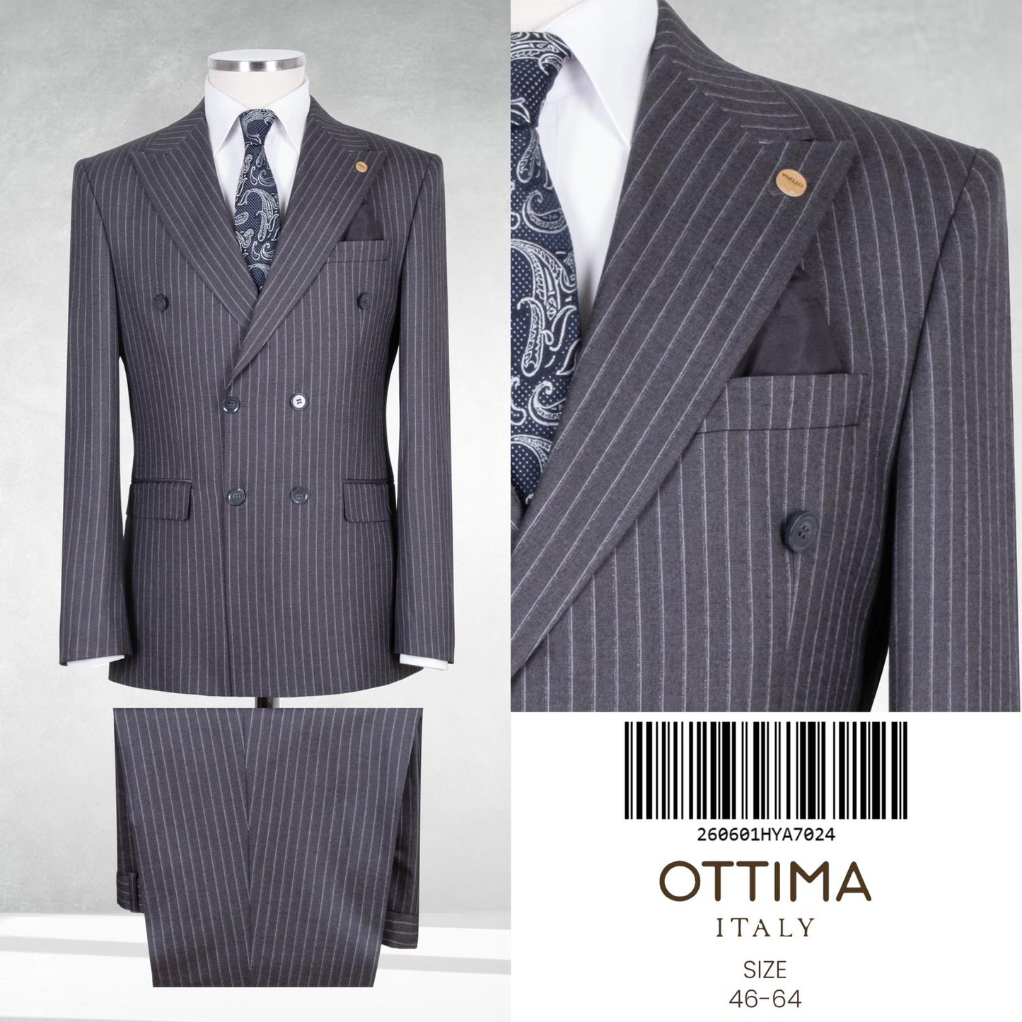 Pin Stripe Double Breasted Two Piece Suit.