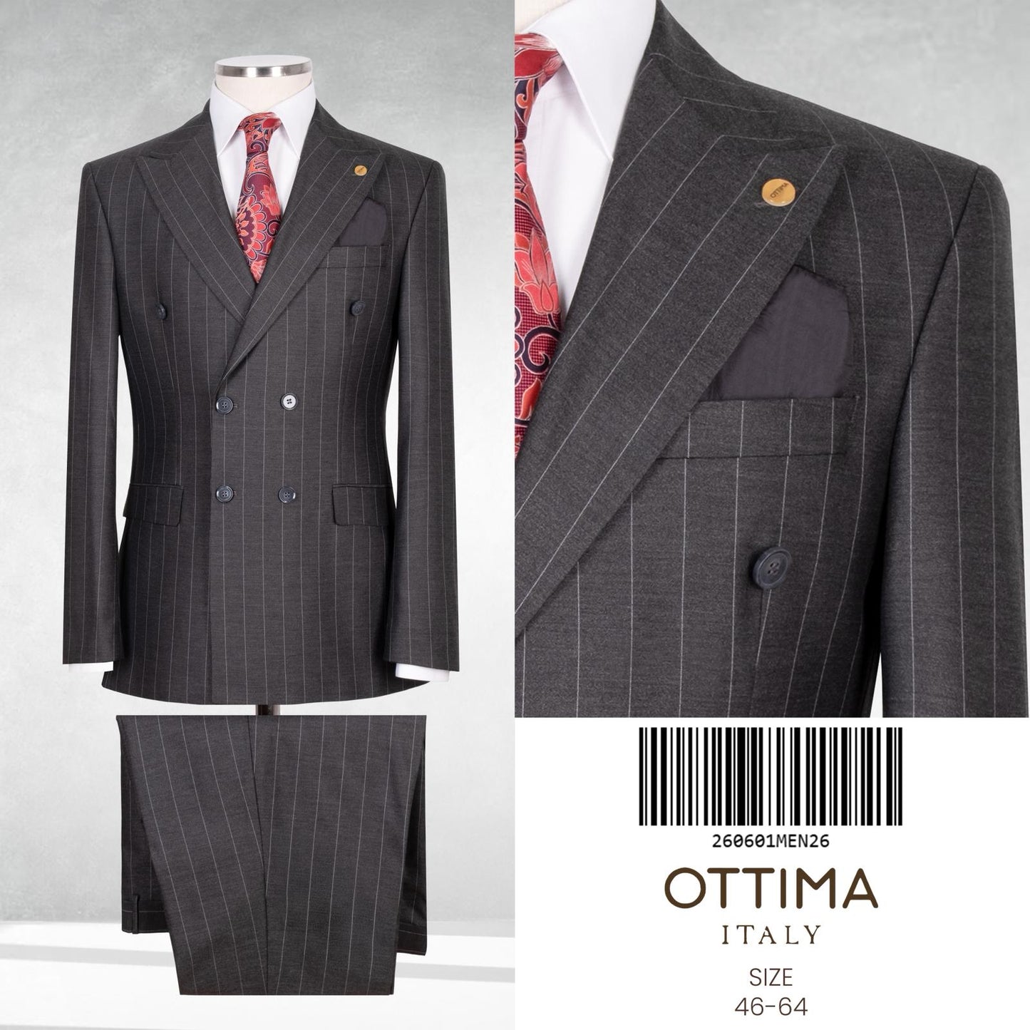 Pin Stripe Double Breasted Two Piece Suit.