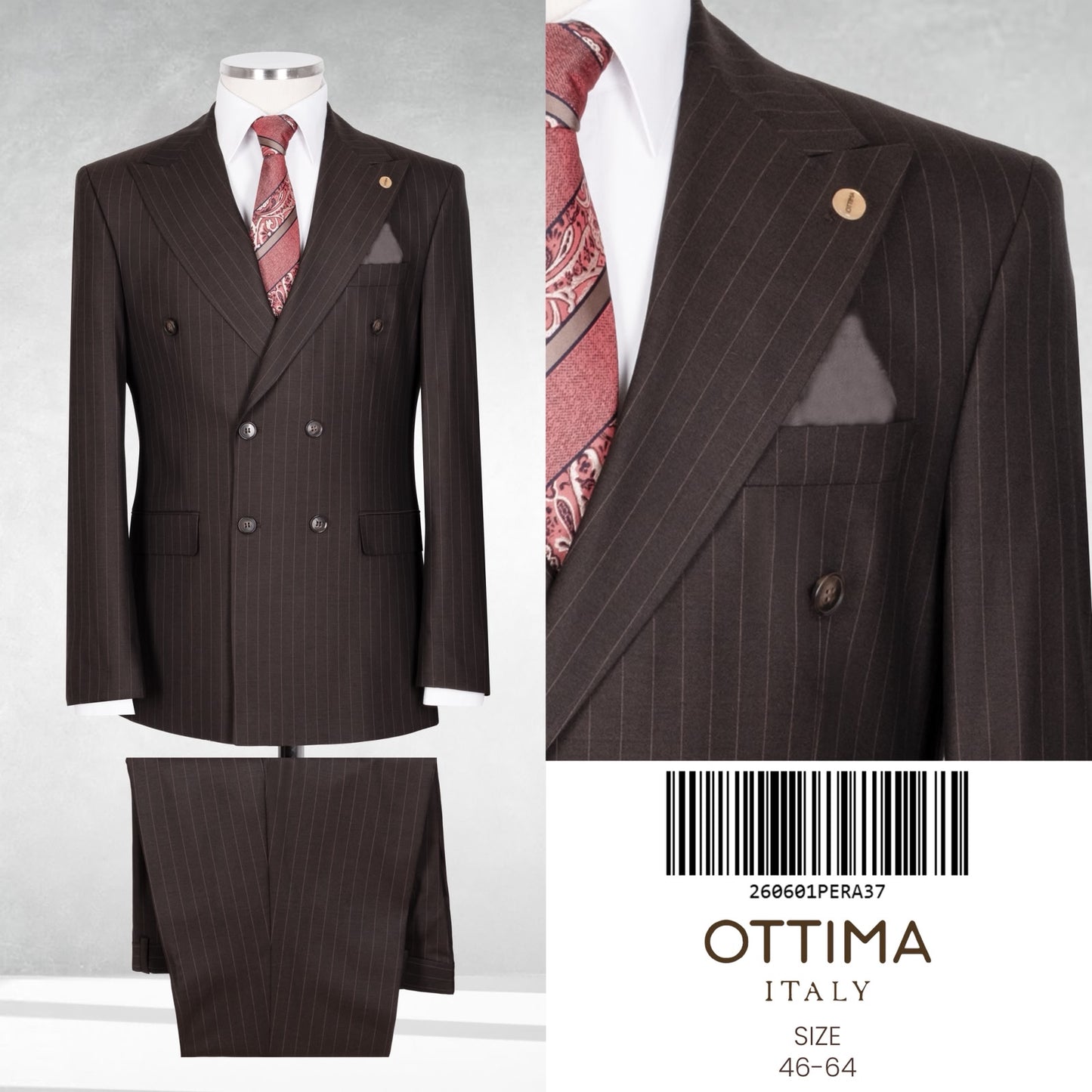 Pin Stripe Double Breasted Two Piece Suit.