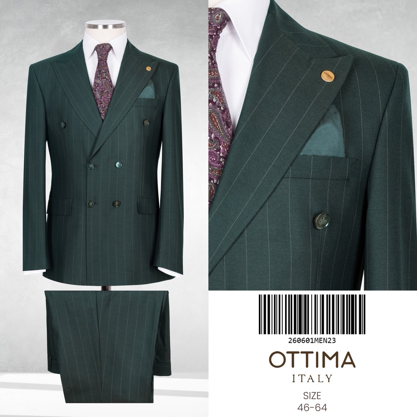 Pin Stripe Double Breasted Two Piece Suit.