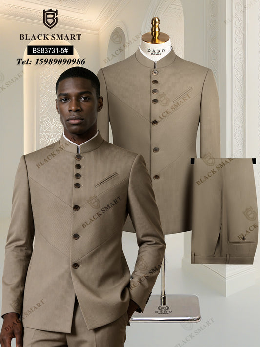 Coffe Brown Double Vent Two Piece Premium Safari Suit.