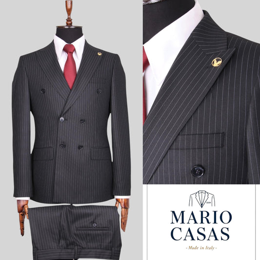 Pin Stripe Double Breasted Two Piece Suit.