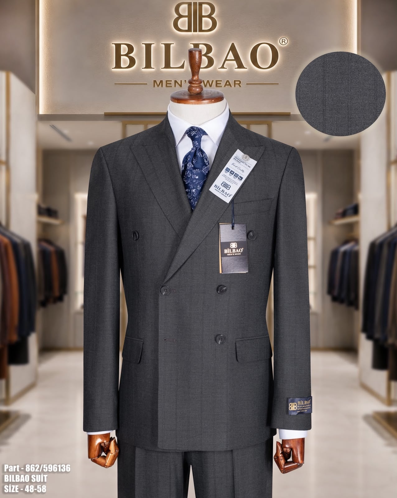 Pin Stripe Double Breasted Two Piece Suit.