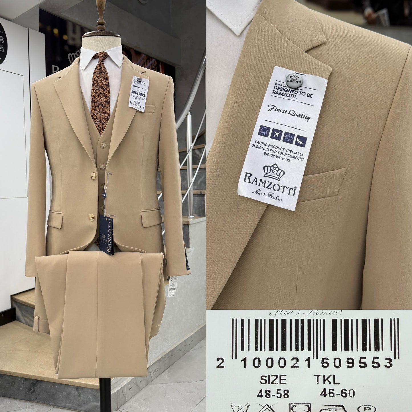 Sophisticated Two Button Three-Piece Suit .