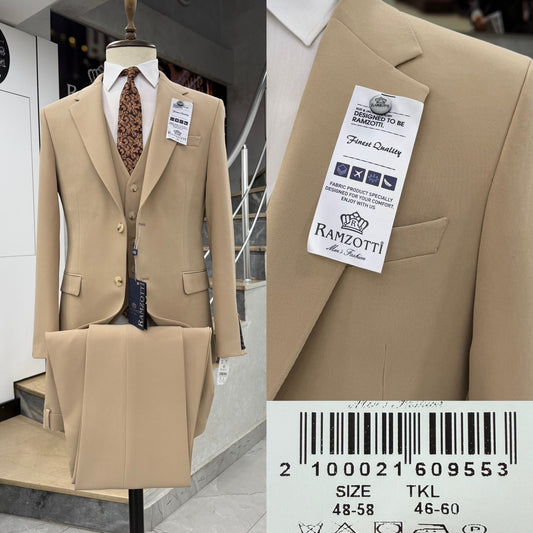 Sophisticated Two Button Three-Piece Suit .