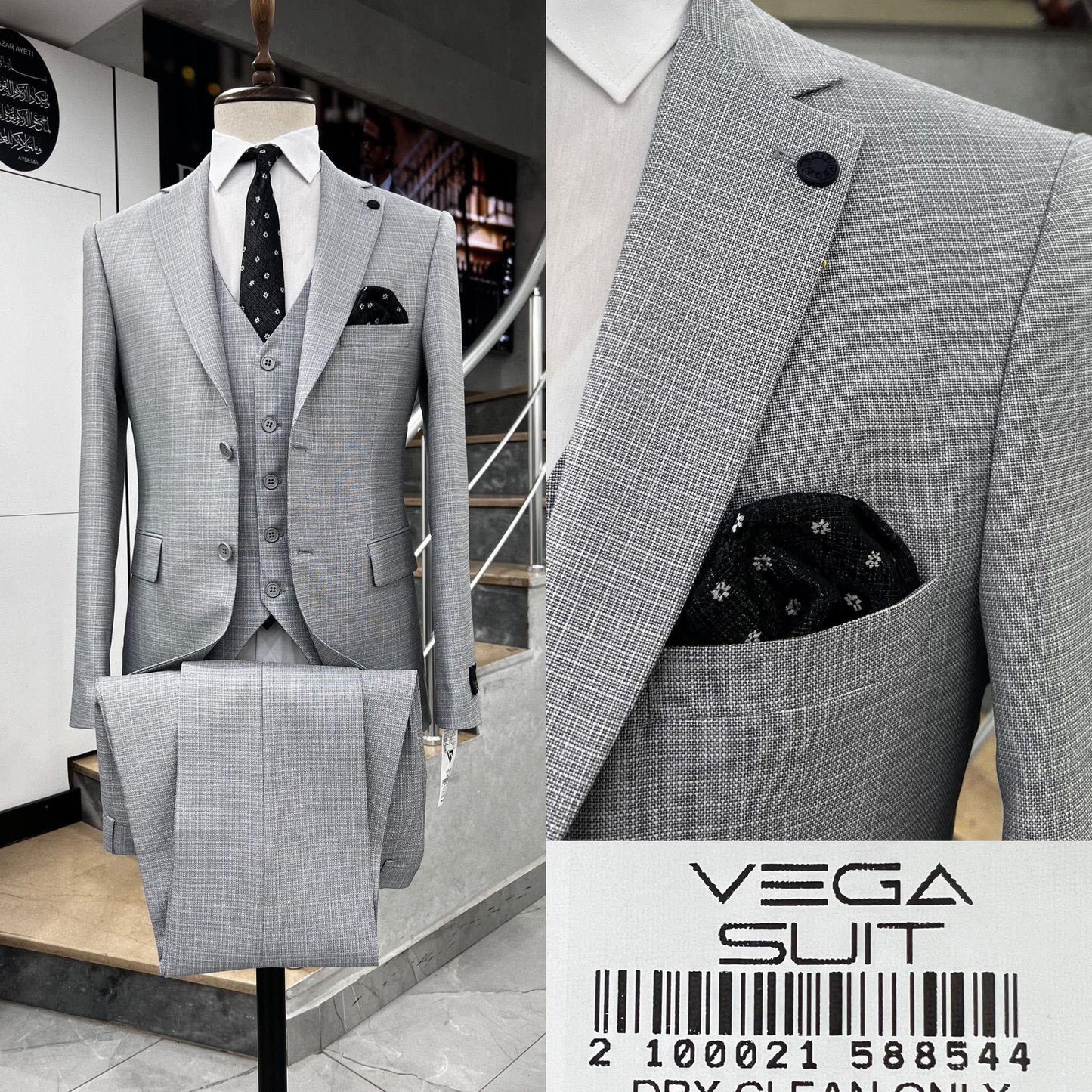 Two Button Three-Piece Suit.