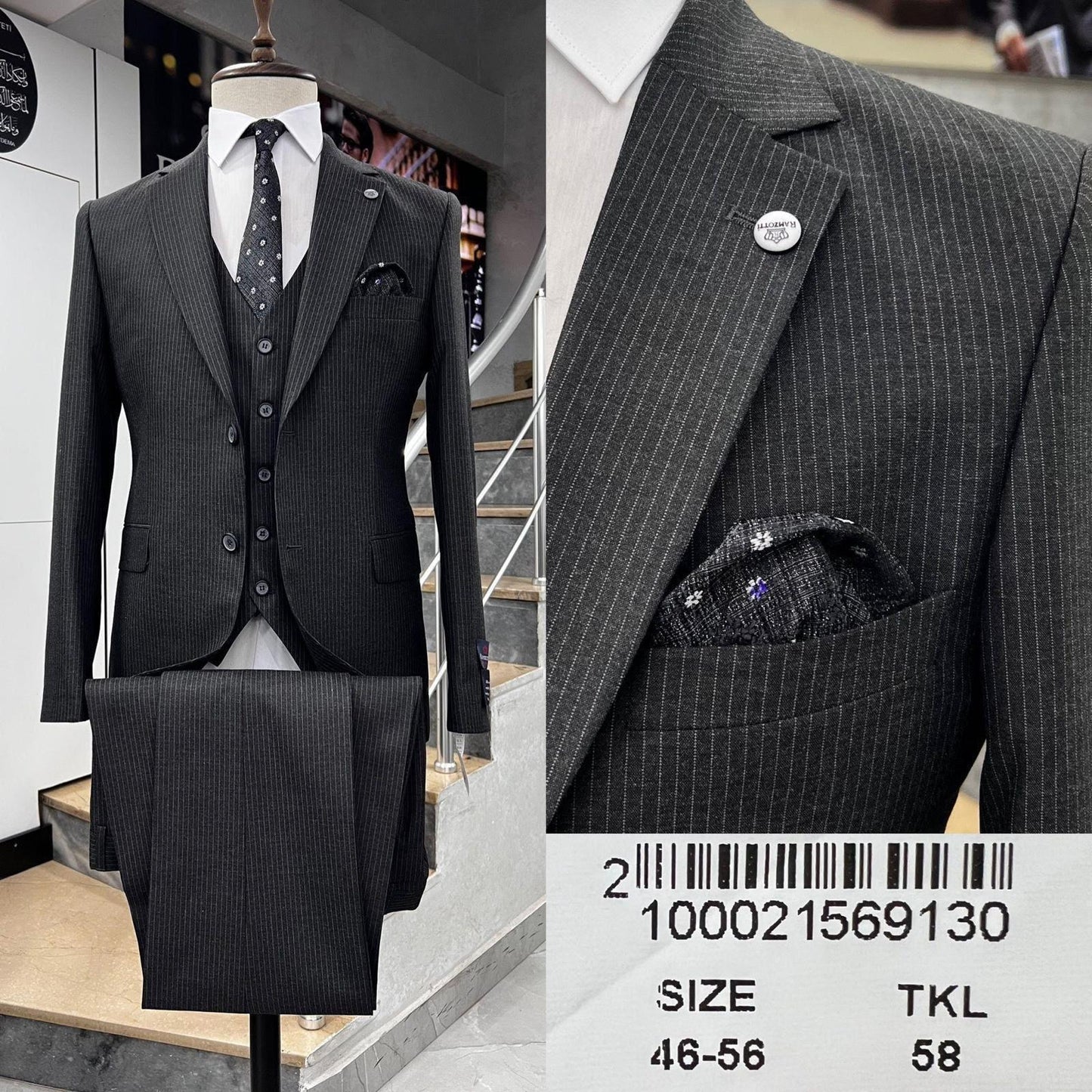 Two Button Three-Piece Suit.