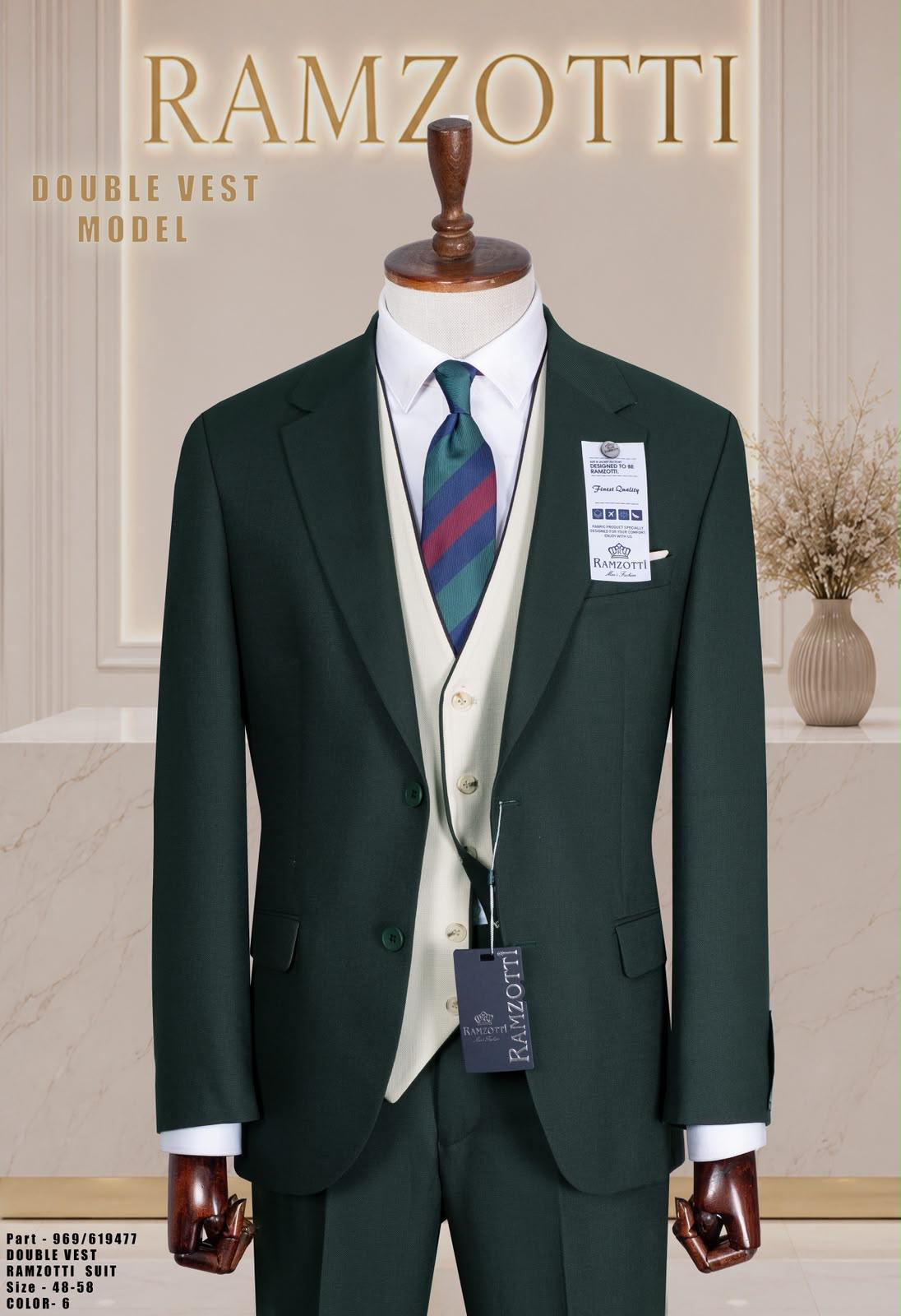 Two Button Two Tone Three-Piece Suit.