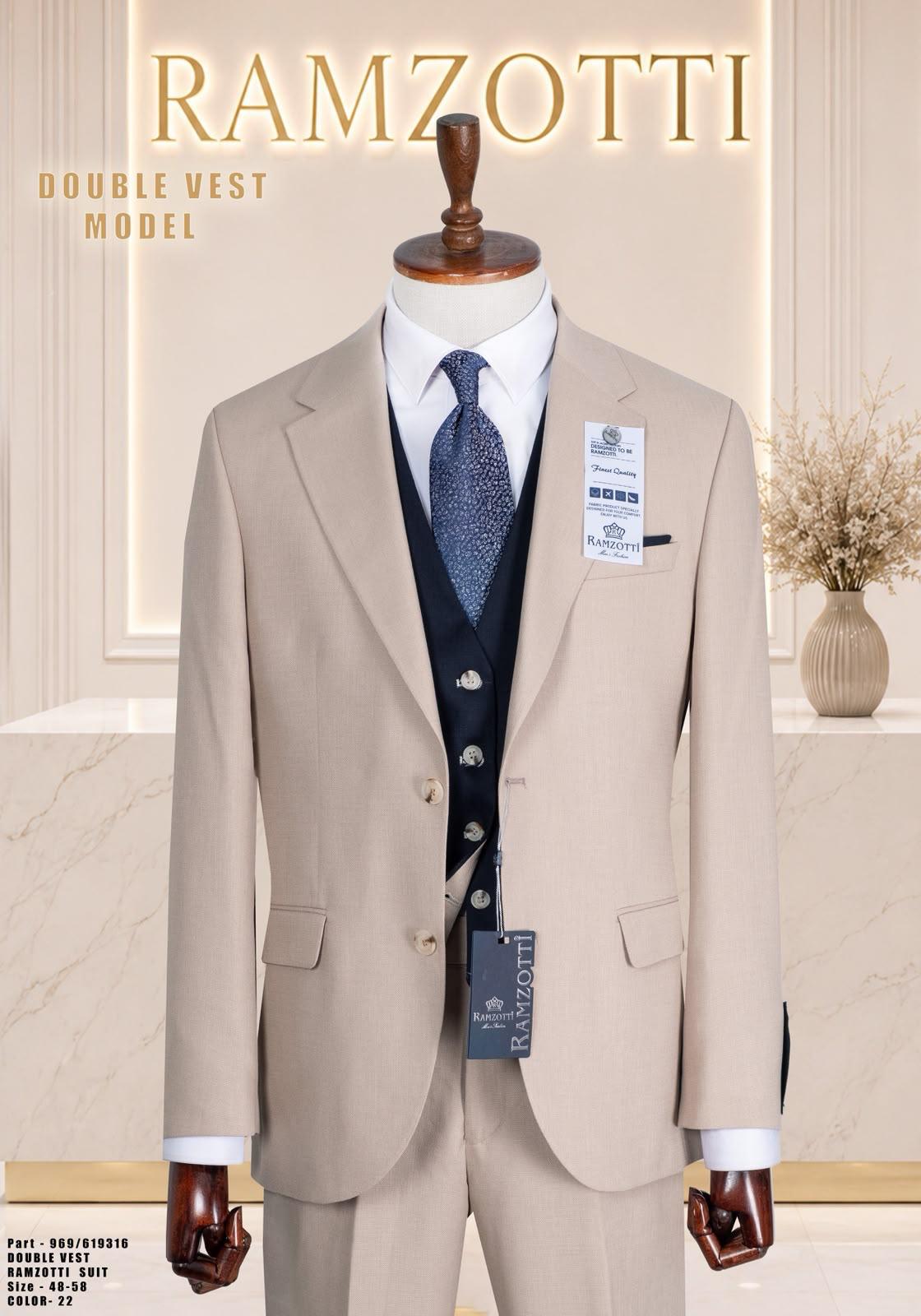 Two Button Two Tone Three-Piece Suit.