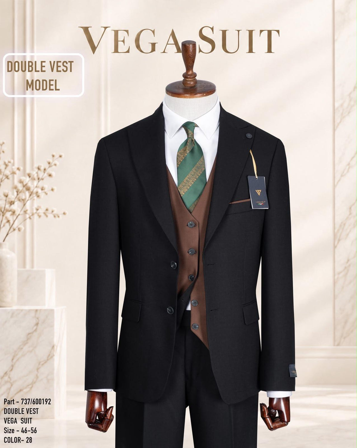 Two Button Two Tone Three-Piece Suit.