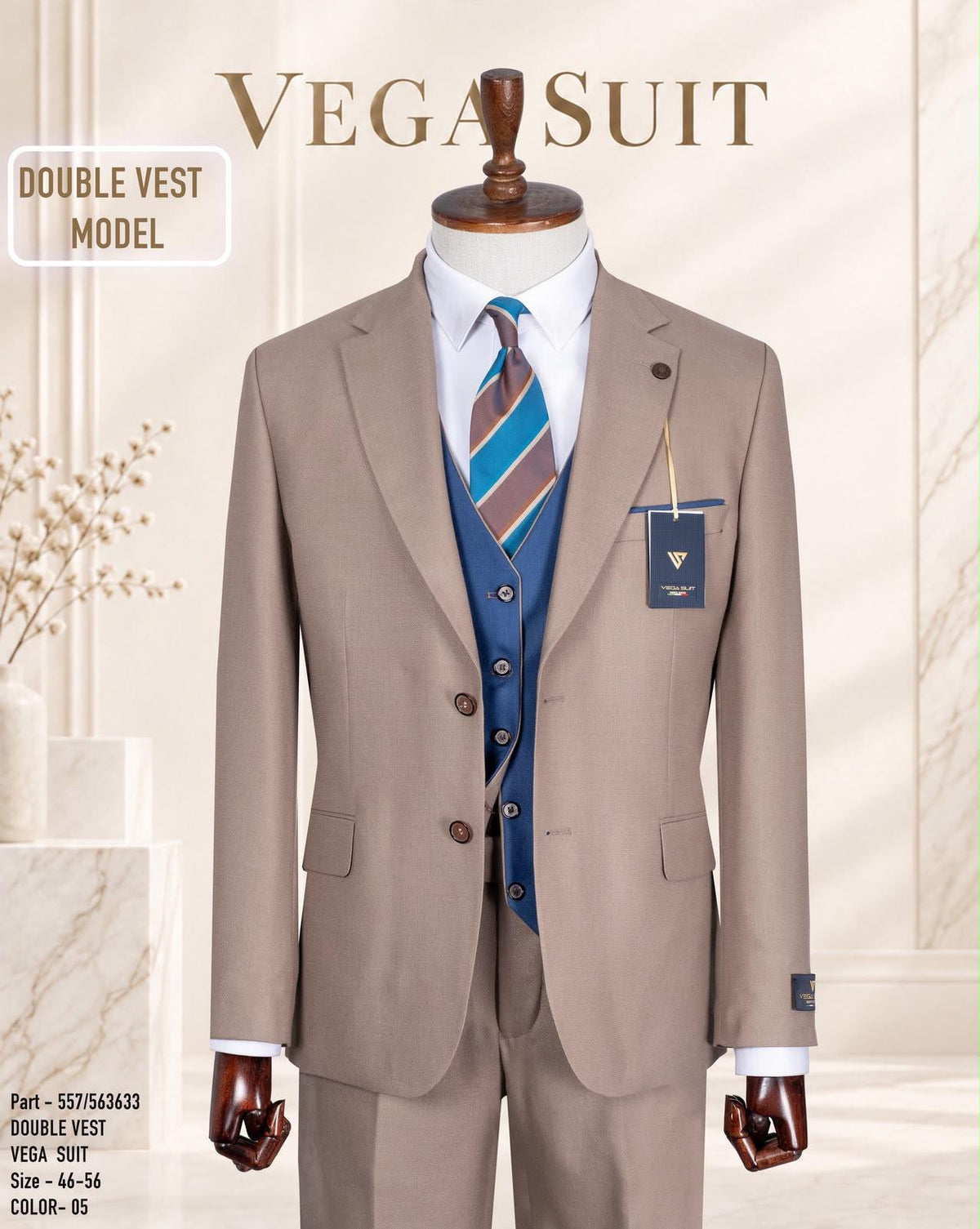 Two Button Two Tone Three-Piece Suit.