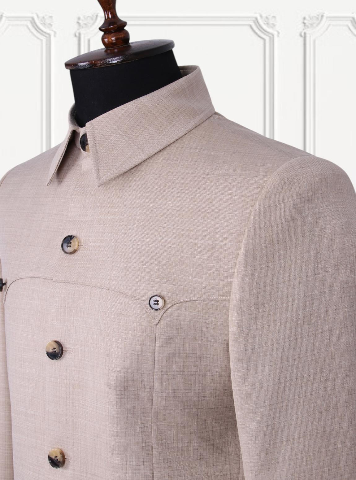 Warm Light Brown Double Vent Two Piece Premium Safari Suit.