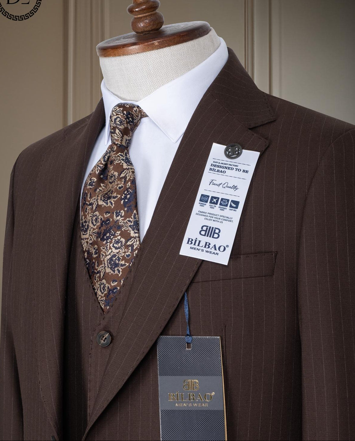 Pin Stripe Three-Piece Suit.