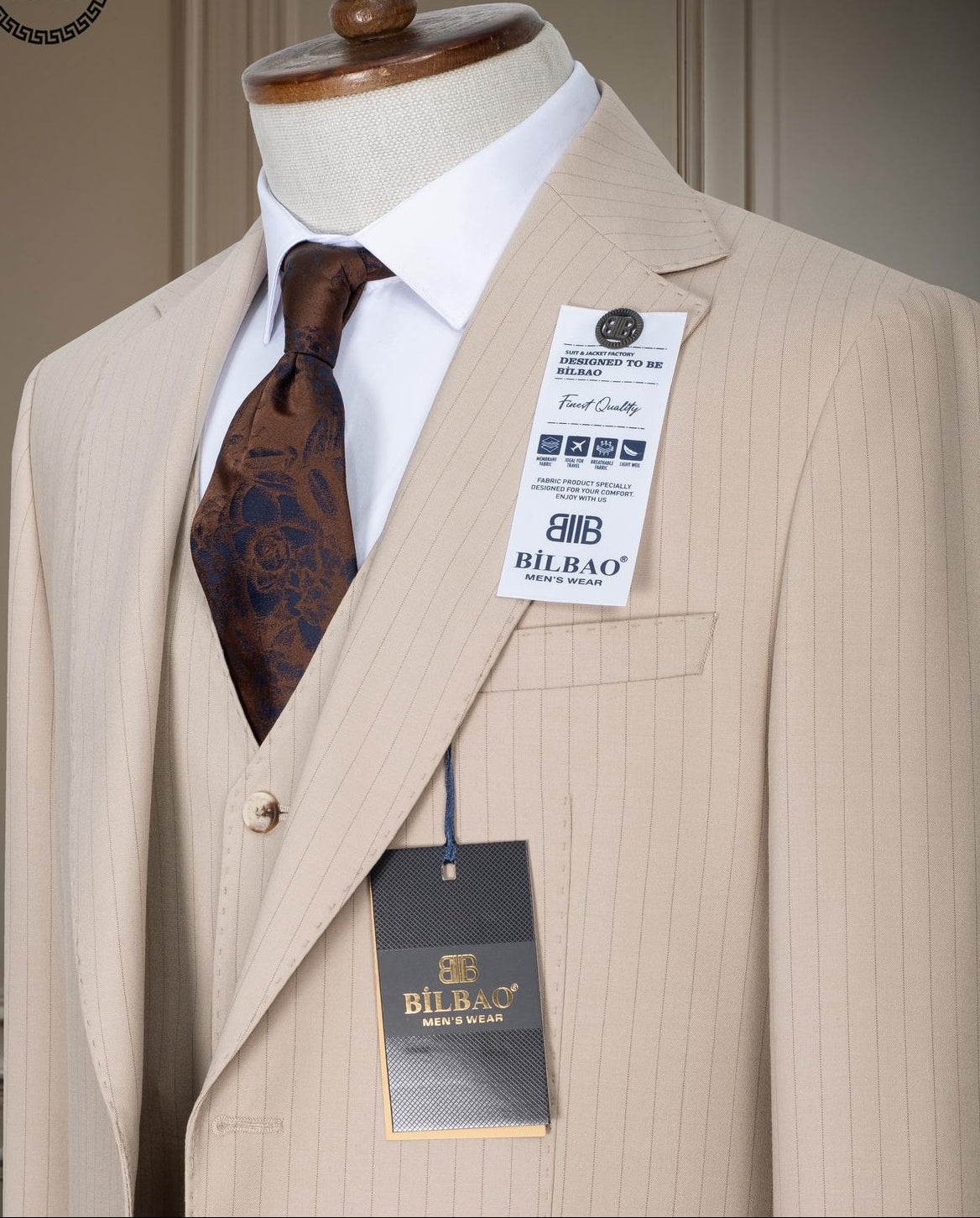 Pin Stripe Three-Piece Suit.