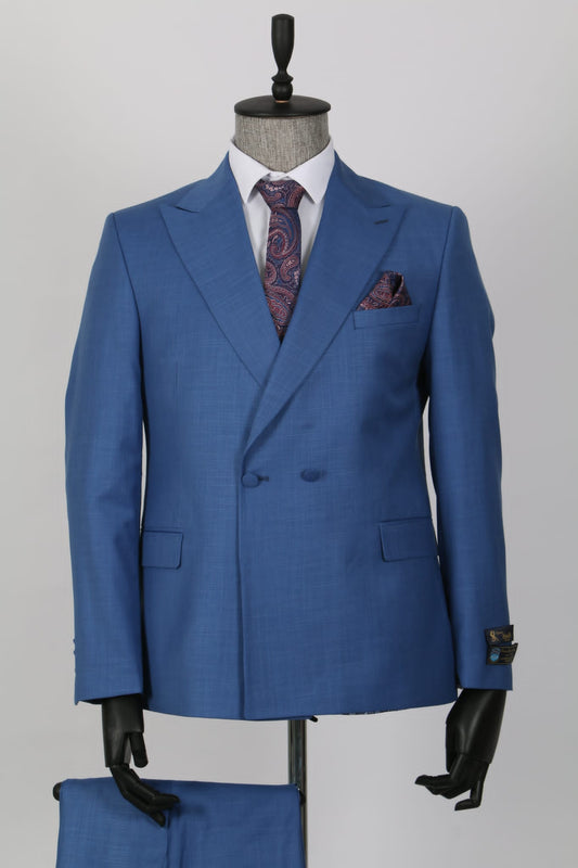 Senzo Rivoli Plain Powdered blue double breasted Suit