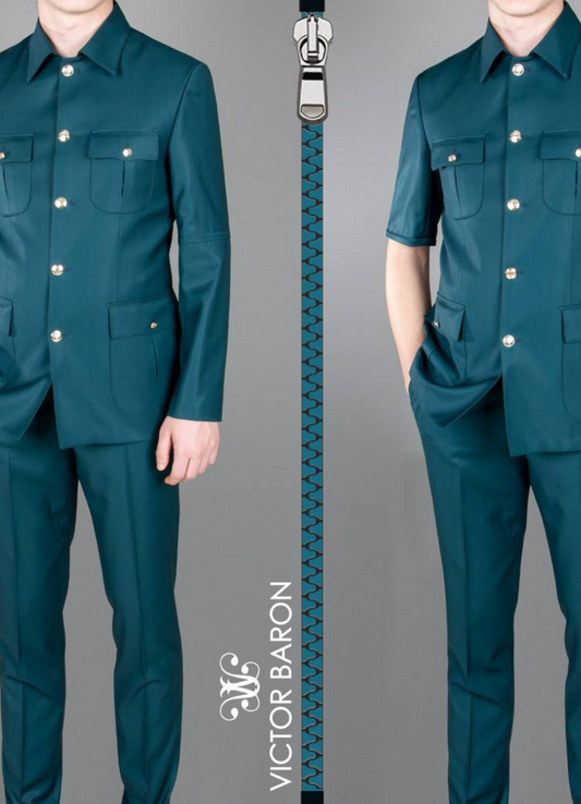 Victor Baron Safari Suits with detachable sleeves. - Italian